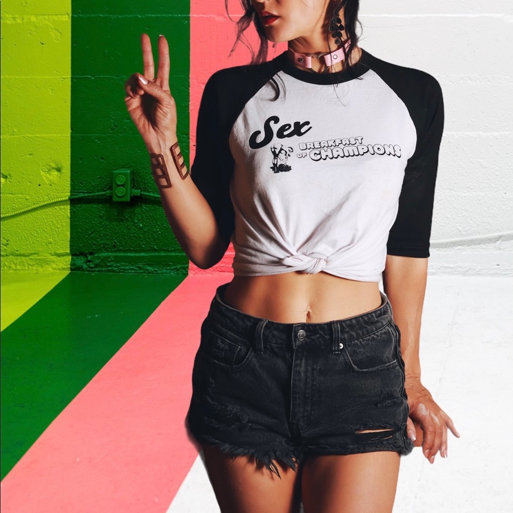 Black & white womens baseball tshirt